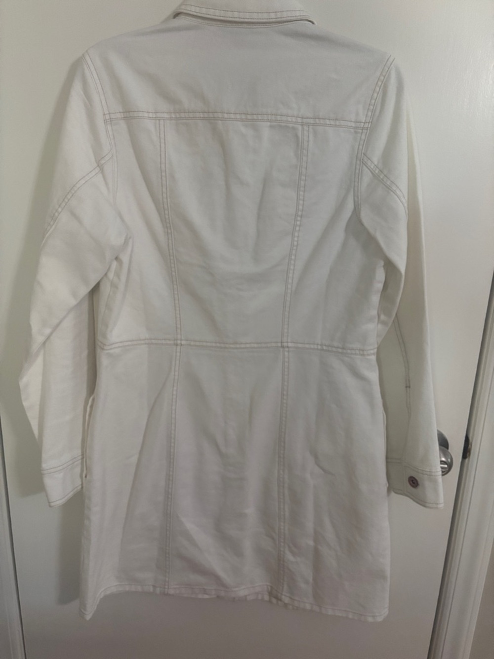 Frye White Long-Sleeve Button-Front Mini Denim Dress - Picture 7 of 10